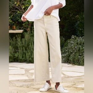 Frank & Eileen WEXFORD Wide-Leg Linen Pant size 10 color: Cement